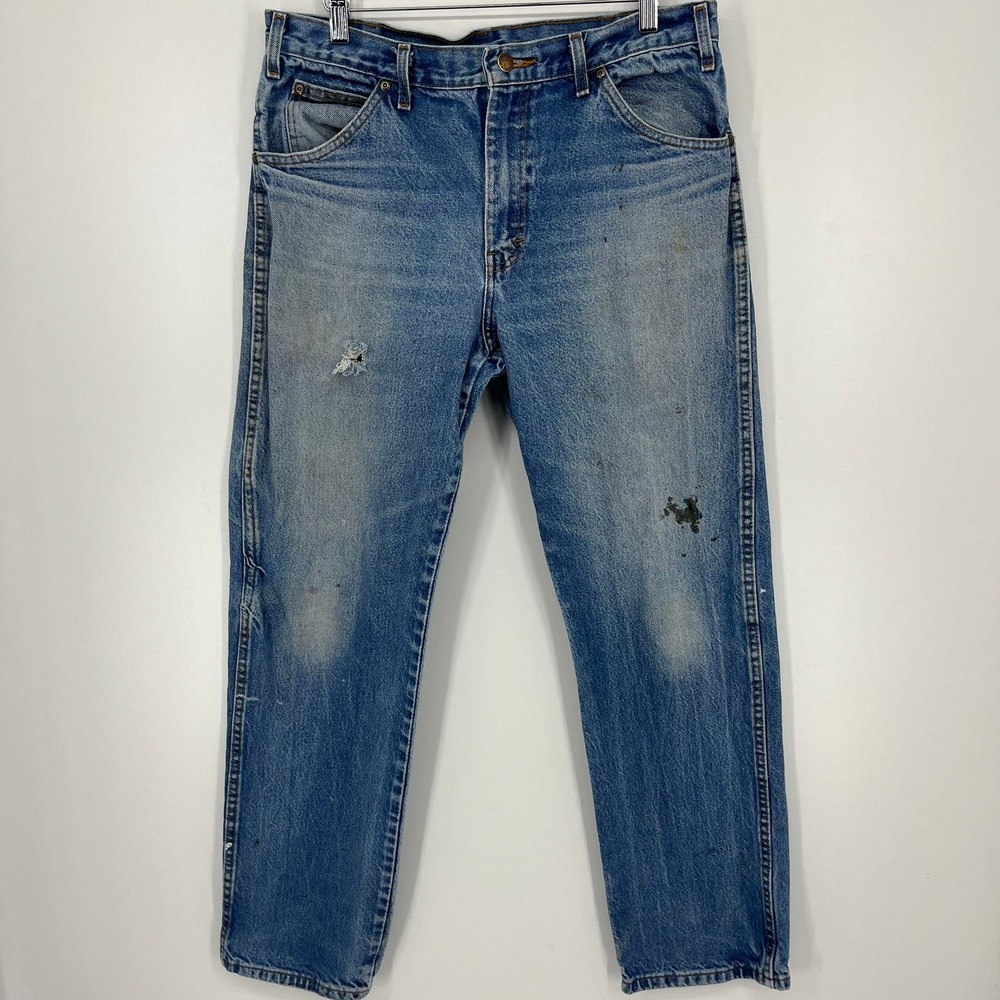 Dickies Mens Distressed Straight Leg Denim Jeans Blue W34 L32‎ W81684G
